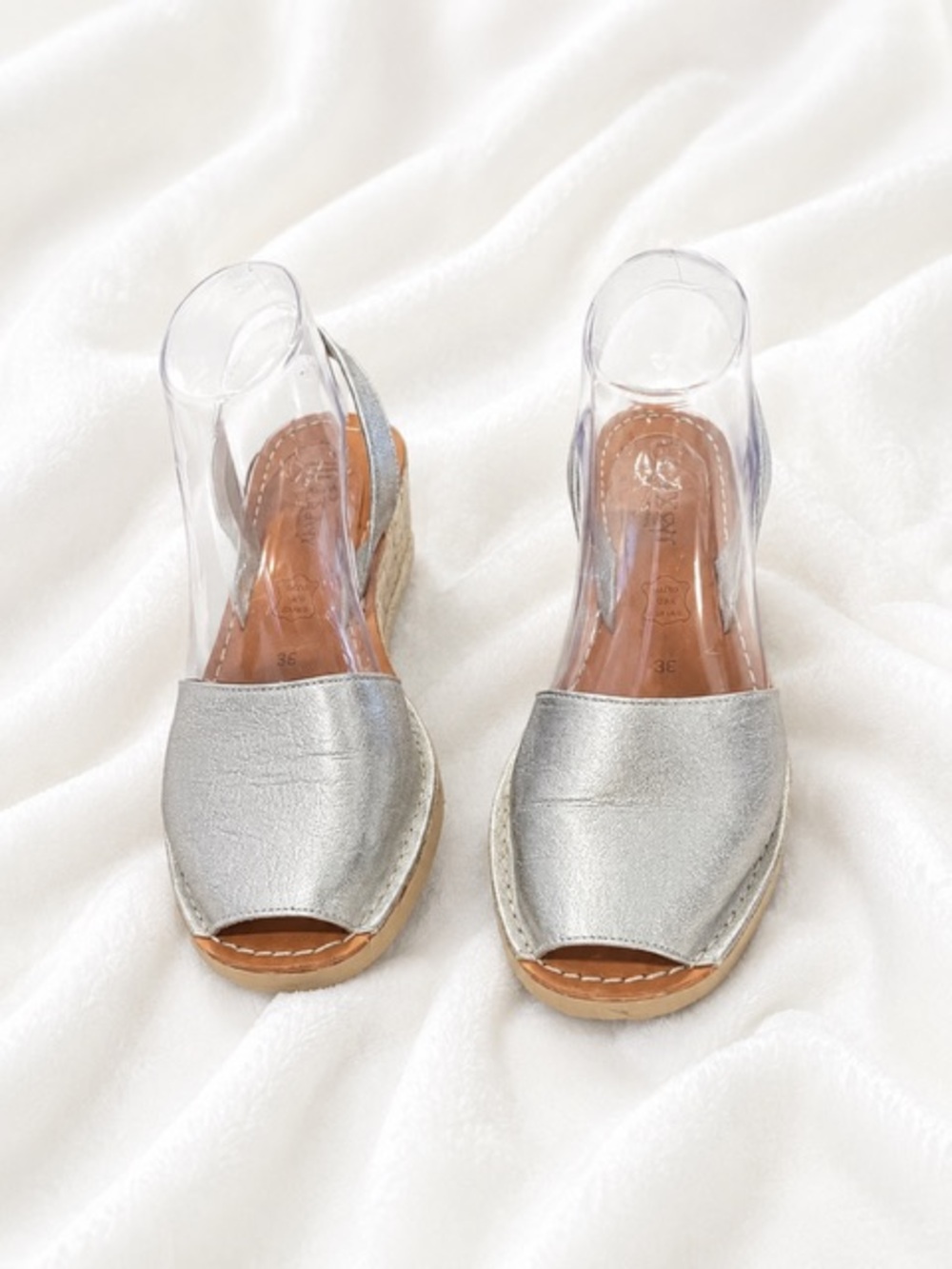 CalaXini Women's Metallic Silver Open-Toe Wedge Sandals